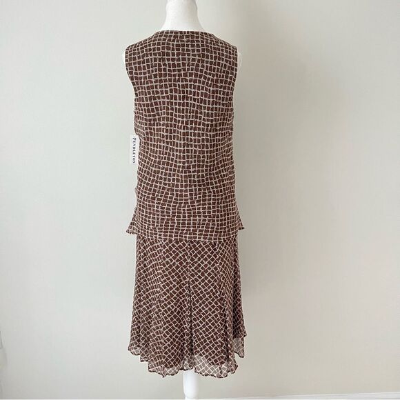 Pendleton Silk Geoprint 2 Piece Set NEW Sleeveless V-Neck Top & Midi Skirt Sz 8 - Picture 4 of 12